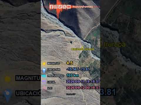 🌍SISMO REPORTADO - IGP🌍 #M4.5 #Sismo #Parinacochas #Ayacucho #HaciendaIrurupa #Capillas #Chucchurumi