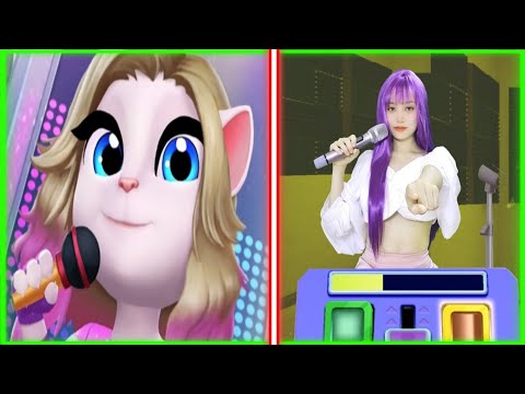 Imitate Angela Singing Favorite Songs - My Talking Angela 2 Real Life Vs Game Life.
