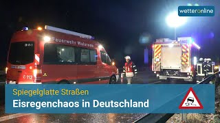 Eisregenfront überquert Deutschland - Spiegelglatte Straßen und Unfälle