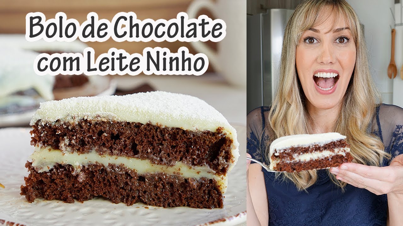 BOLO DE CHOCOLATE COM LEITE NINHO - ChocoNinho I Receitas e Temperos