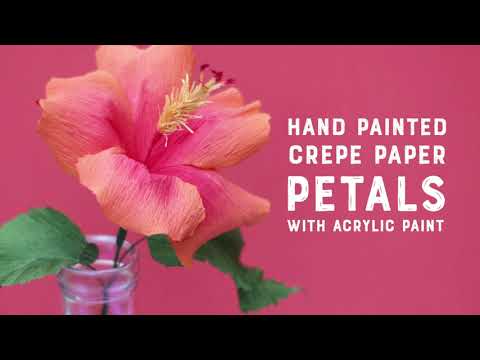 Add Hand Painted Details & Shading to Crepe Paper Flowers with Acrylic Paint - Crepe Paper Hibiscus