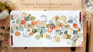 Simple Colourful Leaves: Easy Watercolor Doodle