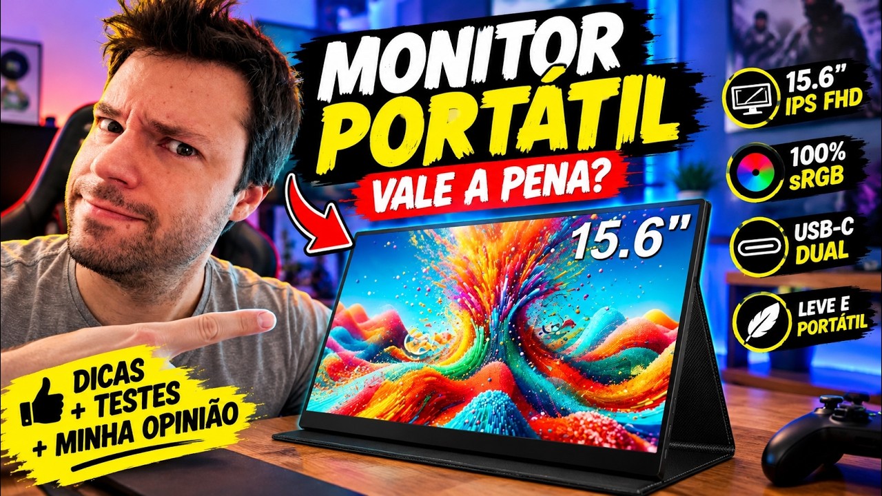 Miniatura da avaliação em vídeo de Monitor Antuvi 15,6 Polegadas Full HD 1080P Preto