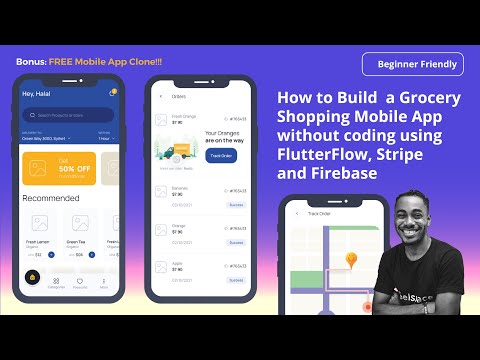 How to Build  a Grocery Shopping Mobile App without coding using FlutterFlow, Stripe and Firebase