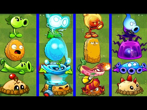 PEA x ELECTRIC x FIRE x SHADOW Battlez - Who Will Win? - Pvz 2 Team Plant vs Team Plant