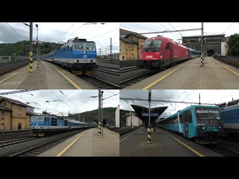 Trains at Ústí nad Labem hl.n. with ČD Railjet & Interjet, Eurocity, ČD 162, 371, Regiojet and more