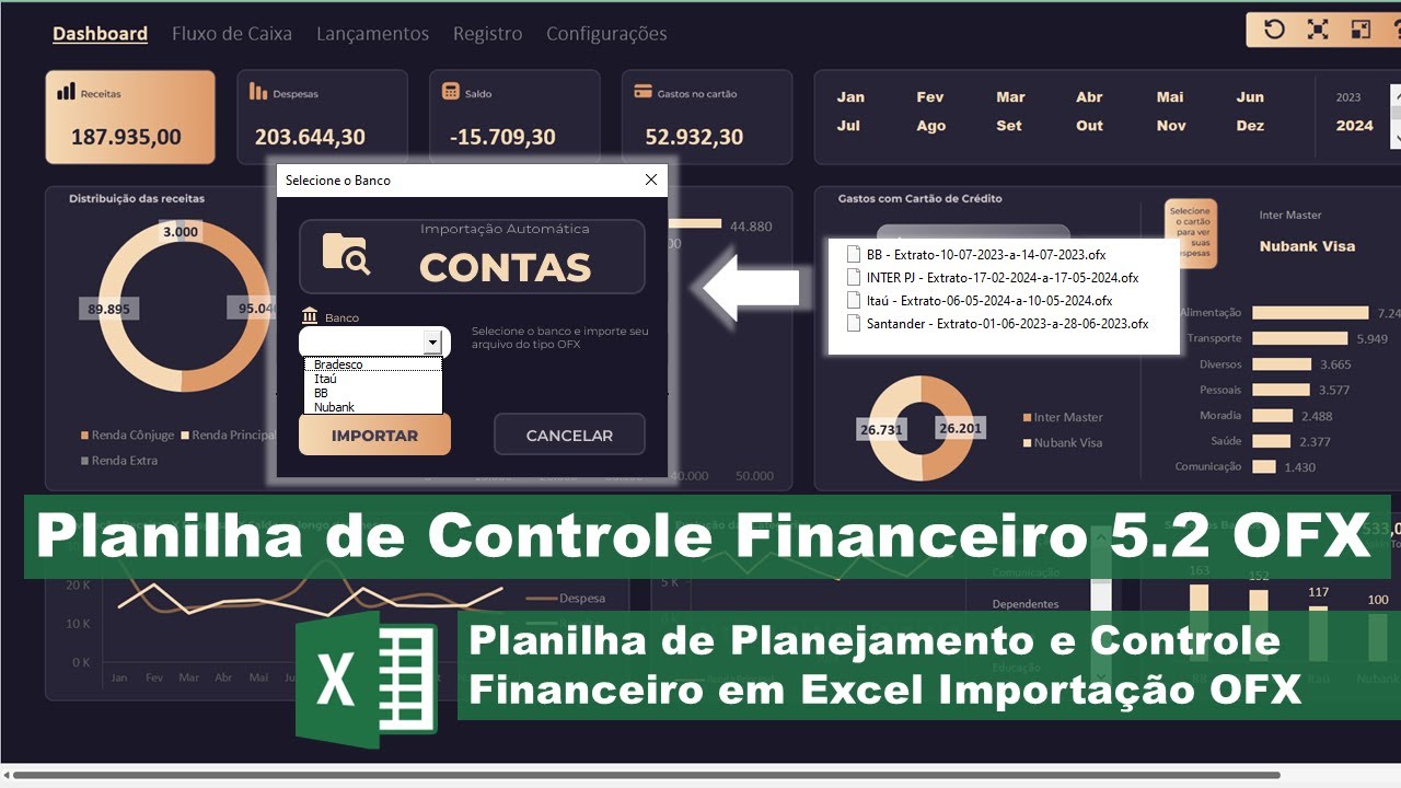 Planilha de Controle e Planejamento Financeiro v5.2 OFX