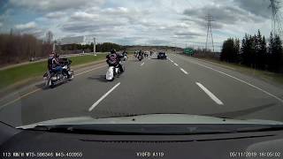 Hell's Angels merging onto 417 East at Innes Ottawa