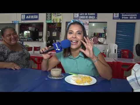 Gyselle Soares saboreia o Big Cuscuz do Mercado da Piçarra 29 01 2022