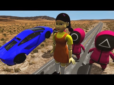 Squid Game vs Cars and Ramp Truck – BeamNG Drive