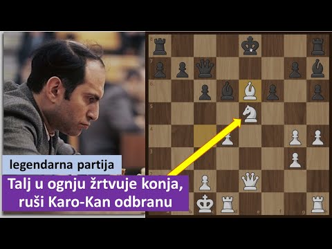 Mihail Talj u ognjenoj partiji žrtvuje konja i uništava Karo-Kan odbranu - šahovske partije