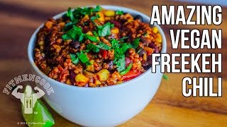 Amazing Vegan Freekeh Chili (Stuffed Bell Peppers) / Chili Vegano con Freekeh