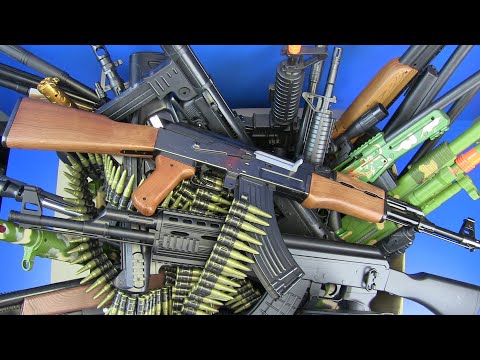 Box full of toy guns ! Military,Hunter, Cowboy,Police Rifles Guns Toys