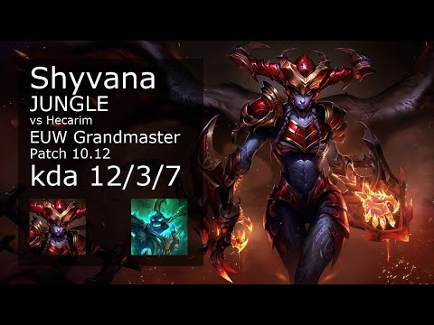 Shyvana Jungle vs Hecarim - EUW Grandmaster 12/3/7 Patch 10.12 Gameplay
