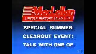 MacLellan Lincoln Mercury Sales Commercial 1986 (Halifax, Nova Scotia)