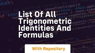 list of all trigonometric identities and formulas
