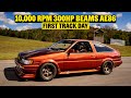 10 000 RPM 300HP AE86 Toyota Corolla Goes Grip Racing Hasselgren Engineering Built 3SGE BEAMS