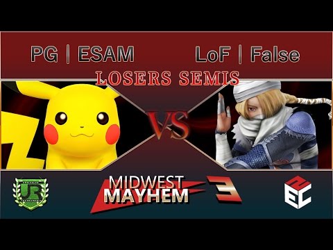 Midwest Mayhem 3  LOSERS SEMIS - PG | ESAM (Pikachu) vs LoF | False (Sheik)