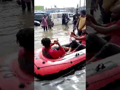 Scene of Flooding at Abraham Adesanya Estate, Ajah Lagos