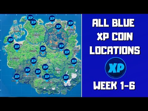 All 18 Blue XP Coins Locations in Fortnite (week 1-6)! - Deja Blue Punch Card