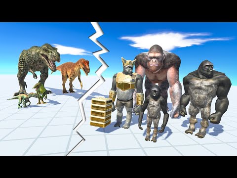 CARNIVORE DINOSAURS TEAM vs PRIMATES TEAM | FREE BATTLE | Animal Revolt Battle Simulator