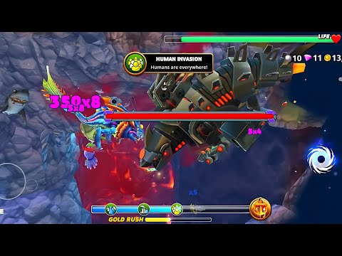 Cosmic Alan VS Mecha Sharkjira Intense Fight | Hungry Shark World