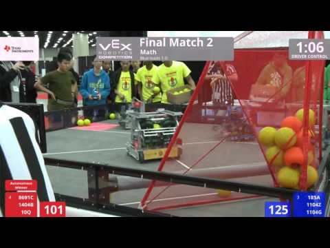 VEX Worlds 2016 - VRC HS Math - Finals 2 (8691C 1404B 10Q) 267 vs 322 (185A 1104Z 1104G)