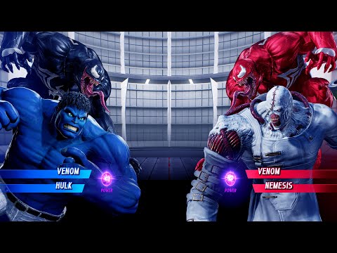 Venom & Blue Hulk vs Red Venom & Nemesis (Very Hard) - Marvel vs Capcom | 4K UHD Gameplay