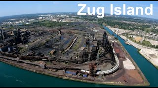 Helicopter Ride over Zug Island, River Rouge /.Detroit August 2020