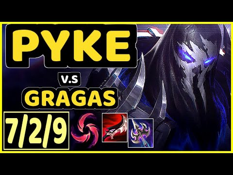 PYKE vs GRAGAS - 7/2/9 KDA BOTTOM SUPPORT GAMEPLAY - KR Ranked GRANDMASTER