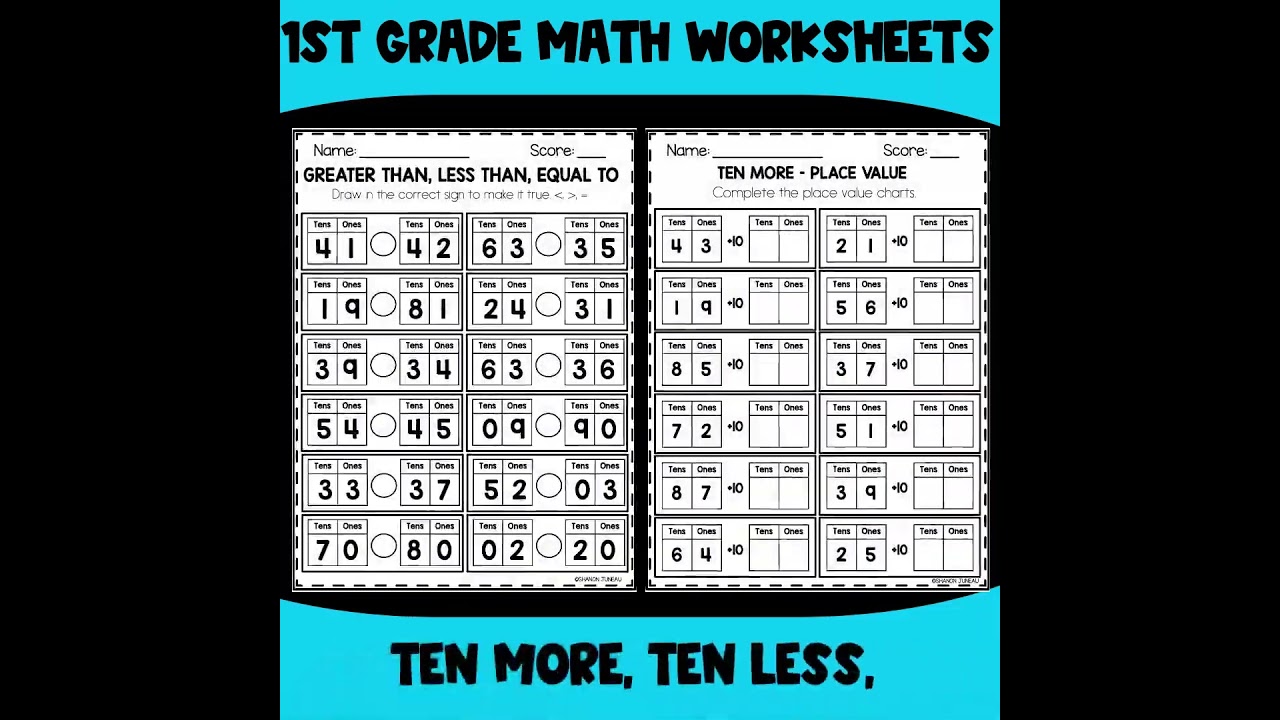 Missing Addends & Subtrahends Worksheets, Counting to 120 1st Grade Math Worksheets BUNDLE