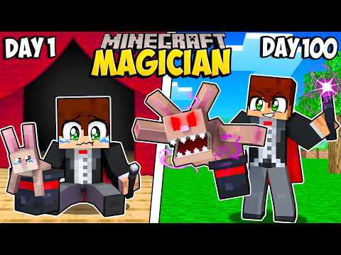 OMG! I Survived 100 Days as a MAGICIAN in Minecraft