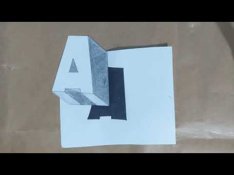 Very Easy !! How To Drawing 3D Floating Letter"A" #2 - Anamorphic Illusion - 3D Trick Art on paper