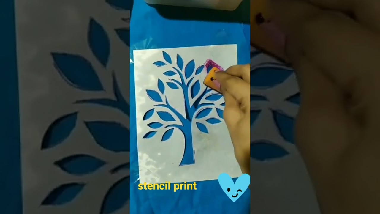 stencil print 🌿🍂...#art #stencil #newtry