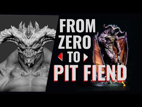 Miniature TIMELAPSE - Sculpting, Printing, and Painting the Pit Fiend