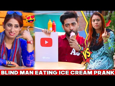 Blind Man Eating Ice Cream Prank on Cute Girls || BY AJ-AHSAN ||