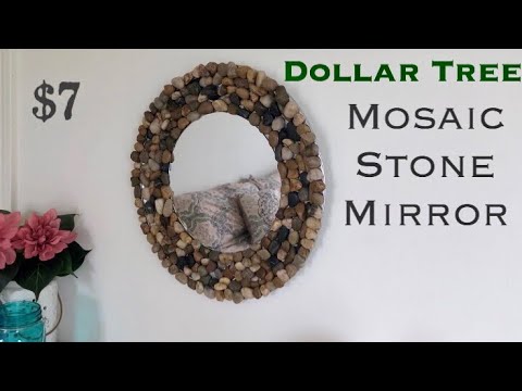 Part of a video titled Dollar Tree DIY Mosaic Stone Mirror - YouTube