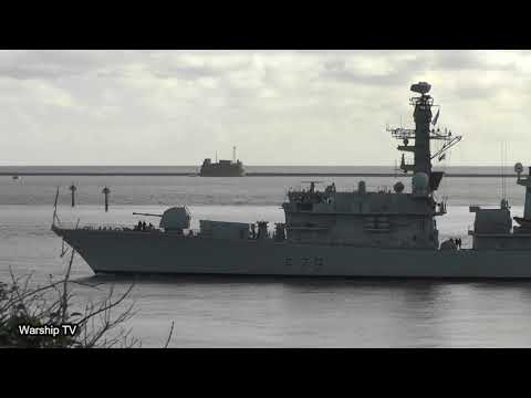 HMS PORTLAND F79 DEPARTS DEVONPORT NAVAL BASE AT THE NARROWS, DEVILS POINT 14-11-22