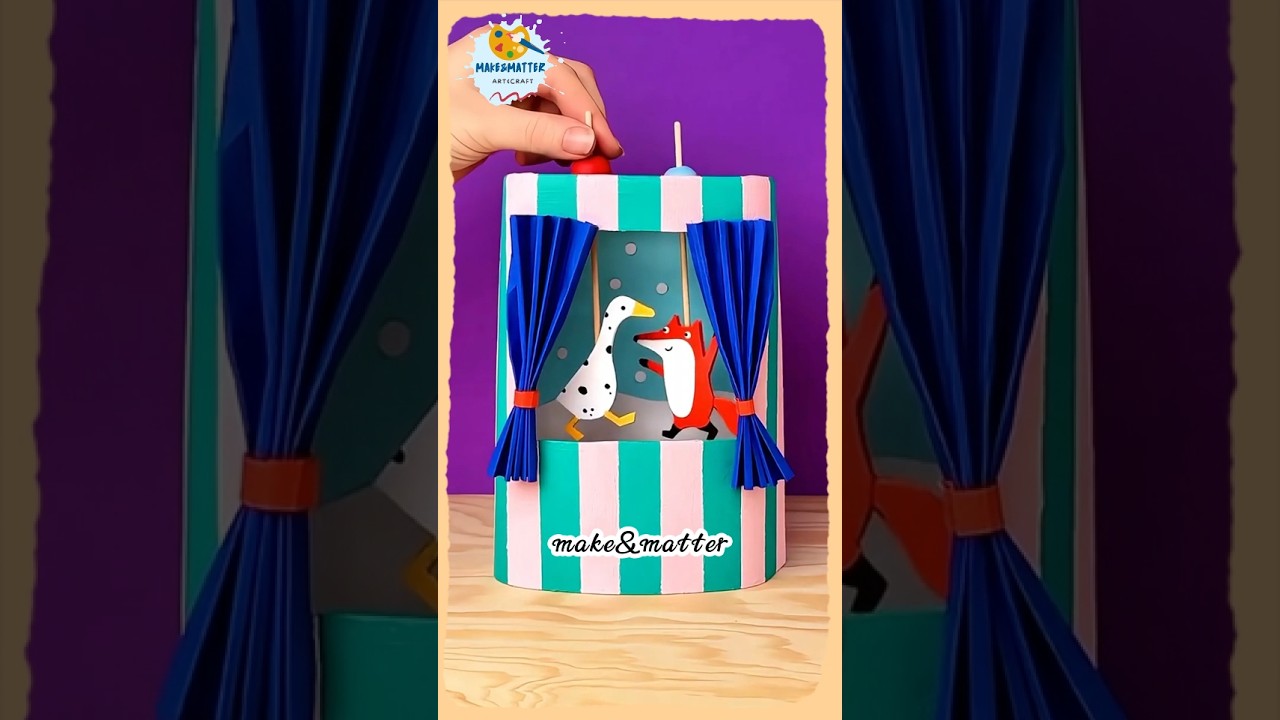 DIY Puppet Theater From Recycled Materials! 🧵🎭✂️ #Shorts