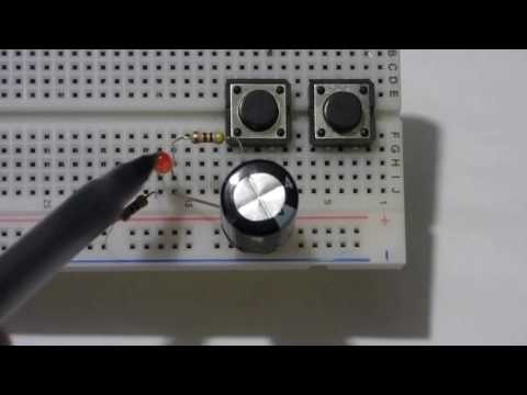 Fade away LED circuit using a capacitor. Electronzap step by step build and schematics.