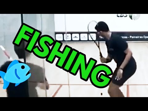 SQUASH. Asal goes fishing, but can't catch the STROKE