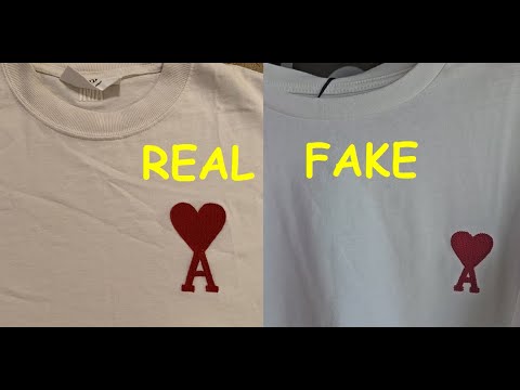 Real vs fake Ami de coeur t shirt. How to spot fake Ami Paris shirts and sweaters