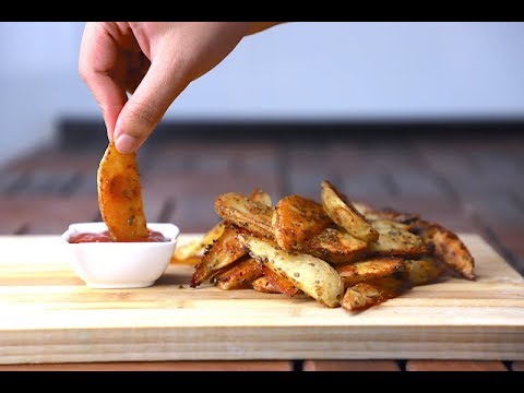Baked potato wedges - Potato wedges recipe - How to make baked potato wedges