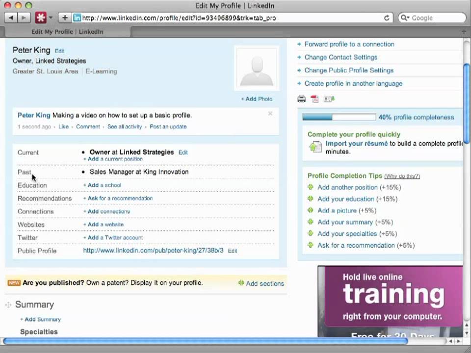 LinkedIn 101 #3: Creating a basic profile