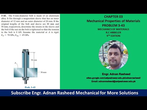 3-43| Chapter 3 | Mechanics of Materials by R.C Hibbeler