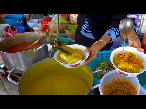 Nom Banhjok Teuk Phaem @ Battambang Province - $0.75 for a bowl -Cambodian Street Food
