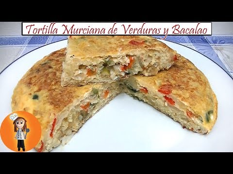 Tortilla Murciana de Verduras y Bacalao | Receta de Cocina en Familia