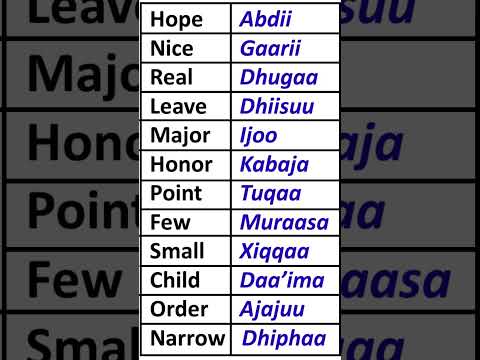 English Vocabulary in Afaan Oromo #EnglishVocabulary #AfaanOromo  Learn English in Afaan Oromoo