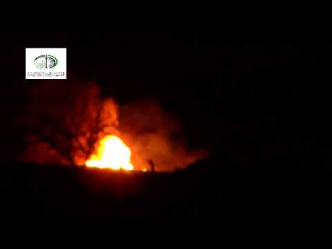 تدمير واحراق عربة دوشكا على حاجز الغربال من قبل لواء أهل البيت في ريف حماة الشمالي