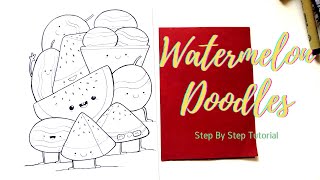 Doodle Art | Day 81 ~ How To Draw Watermelon | Cute Watermelon Doodles For Beginners Step by Step